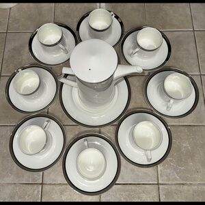 Elegant Mikasa White Tea Set with Black Trim